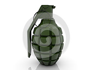 Hand grenade in green on a white