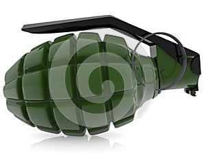 Hand grenade horizontally on white.3d illustration.
