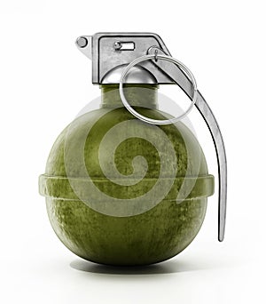 Hand grenade isolated on white background. 3D illustration photo