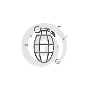 Hand grenade simple vector line icon. Symbol, pictogram, sign. Light background. Editable stroke