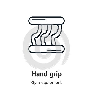 Hand grip outline vector icon. Thin line black hand grip icon, flat vector simple element illustration from editable gym equipment