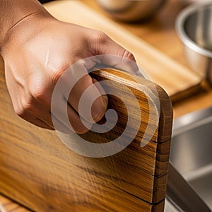 A hand grips the edge of