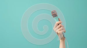 Hand Holding a Microphone.AI generated image