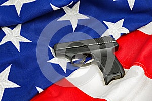 Hand Gun on American Flag