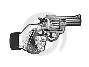 hand with gun pistol sketch vector illustration