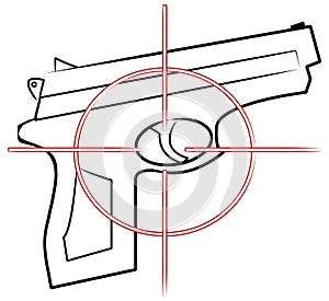 Hand gun with target