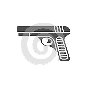 Hand gun, vector flat paintball or airsoft icon