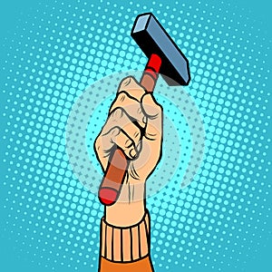 Hand with hammer vector illustration