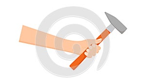 Hand with hammer. Construction and repair, vector illustration