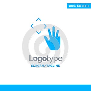 Hand, Hand Cursor, Up, Croup Blue Solid Logo Template. Place for Tagline