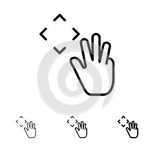 Hand, Hand Cursor, Up, Croup Bold and thin black line icon set