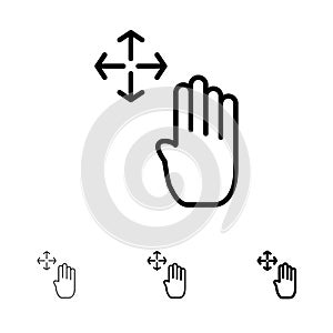 Hand, Hand Cursor, Up, Hold Bold and thin black line icon set