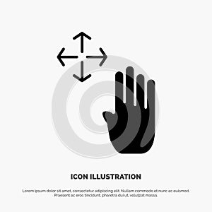 Hand, Hand Cursor, Up, Hold solid Glyph Icon vector