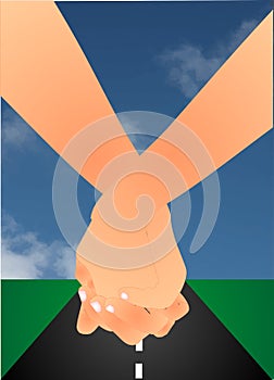 Hand in hand illustration