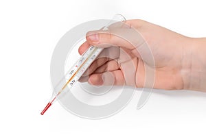 Hand handle thermometer on a white background