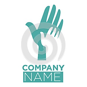 Hand in hands template vector icon dove bird symbol