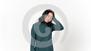 Hand on Head for Headache Gesture or Head Pain Of Beautiful Asian Woman Isolated On White Background