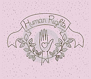 Hand with heart human rights drawns