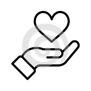 Hand with heart icon