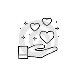 Hand, heart icon. Simple line, outline vector of love icons for ui and ux, website or mobile application