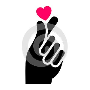 Hand with heart new icon, two-tone silhouette