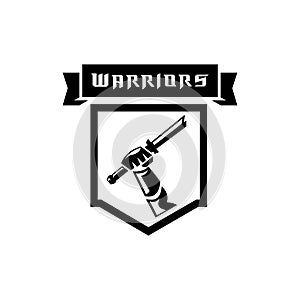 Hand held broken sword warrior logo