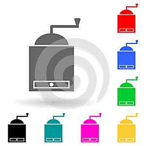 hand-held coffee grinder multi color style icon. Simple glyph, flat vector of kitchen tools icons for ui and ux, website or mobile