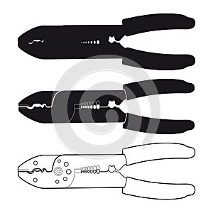 Hand-held wire stripper vector icon in black and white