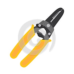 Hand-held wire stripper vector icon in flat design. Symbol of manual device.