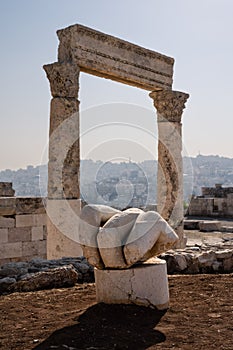 Hand of Hercules and Temple in Amman, Jordan