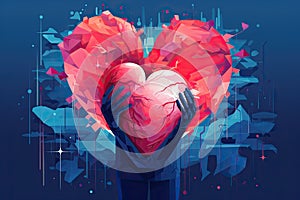 hand hold abstract heart AI generated