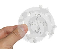 Hand hold Blank Puzzle