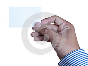 Hand hold blank white card mockup Business branding.