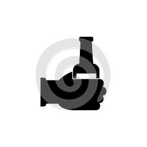 Hand hold Bottle Beer Flat Vector Icon
