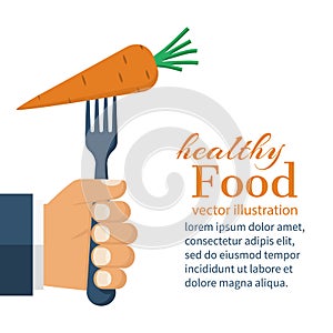 Hand hold carrot on fork