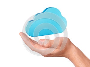 Hand hold cloud computing symbol