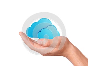 Hand hold cloud computing symbol