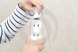 Hand hold electric power plug and power cord