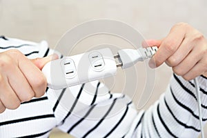 Hand hold electric power plug and power cord