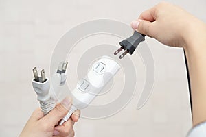 Hand hold electric power plug and power cords