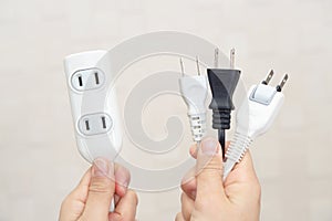 Hand hold electric power plug and power cords