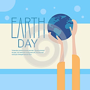 Hand Hold Globe Earth Day Global Ecological World Protection Holiday Concept