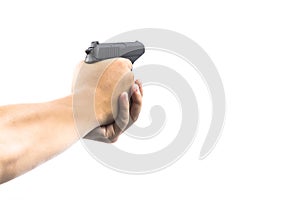 Hand hold gun firing