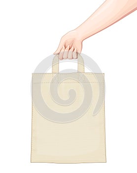 Hand hold Shopping bag. Set of accessories for foodstuff.