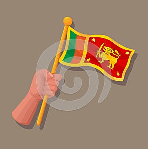 Hand Hold Sri Lanka Flag Cartoon illustration Vector
