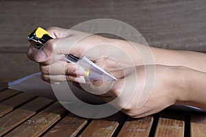 Stapler for binding sheets of paper.