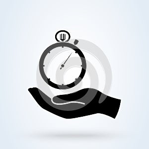 Hand hold time. Time management icon. Time control, planning or management concept. vector illustrator