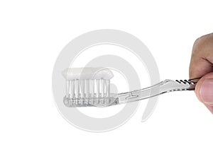 Hand hold toothbrush. dental care symbol concept