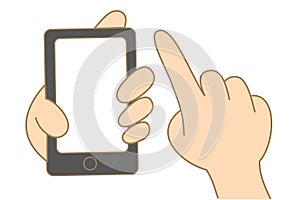 hand hold and use touch screen mobile phone