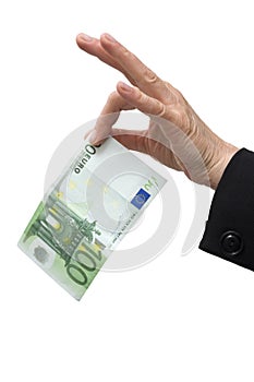 Hand holding 100 euro